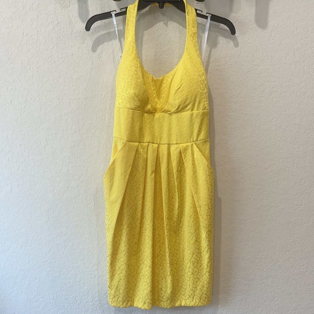 B Darlin Yellow pocketed halter dress
